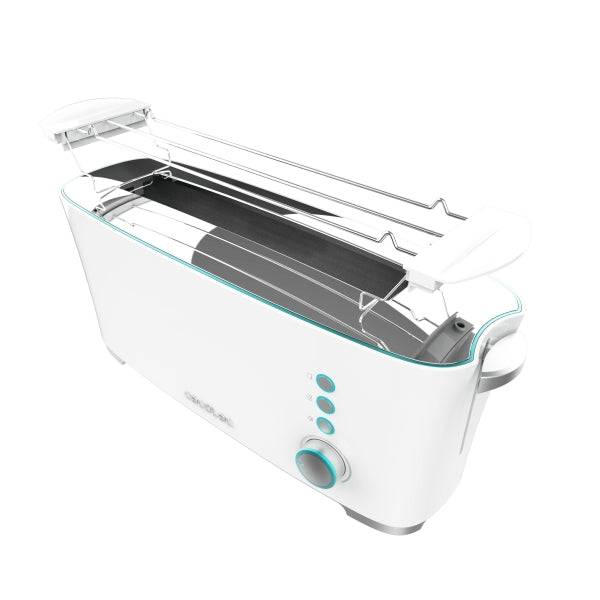 Cecotec Toast and Taste ExtraW Tostapane Fessura Lunga - 1000W - Fessura XL Extra Larga - Riscalda Panini - Funzioni Scongelamento e Riscaldatura - Funzione Sollevamento Aggiuntivo - 7 Livelli - Colore Bianco