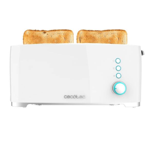 Cecotec Toast and Taste ExtraW Tostapane Fessura Lunga - 1000W - Fessura XL Extra Larga - Riscalda Panini - Funzioni Scongelamento e Riscaldatura - Funzione Sollevamento Aggiuntivo - 7 Livelli - Colore Bianco