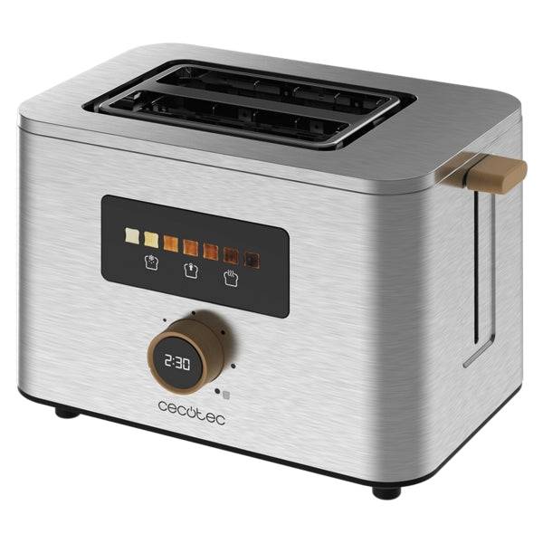 Cecotec TouchandToast Double Tostapane a Doppia Fessura Larga - 950W - Controllo Touchscreen e Display a Colori - Autocentraggio - 7 Livelli di Tostatura - Spegnimento e Pop-Up Automatico - Acciaio Inossidabile