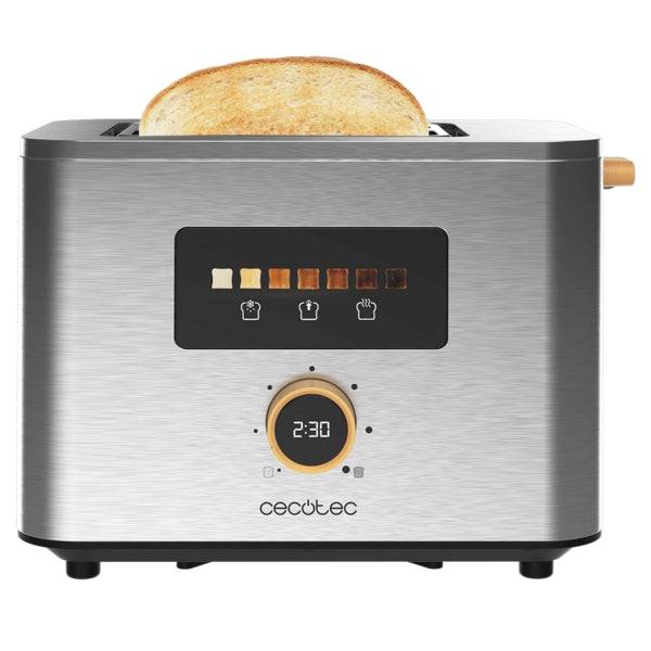 Cecotec TouchandToast Double Tostapane a Doppia Fessura Larga - 950W - Controllo Touchscreen e Display a Colori - Autocentraggio - 7 Livelli di Tostatura - Spegnimento e Pop-Up Automatico - Acciaio Inossidabile