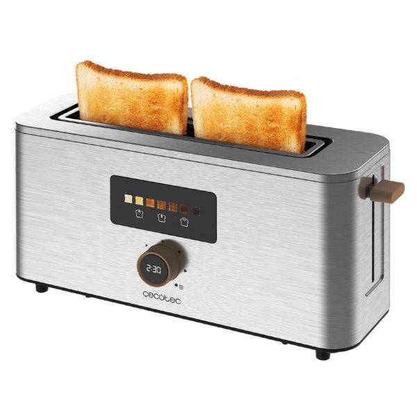Cecotec TouchandToast Extra Tostapane Fessura Lunga - 1000W - Controllo Touchscreen e Display a Colori - Fessura Larga - Acciaio Inossidabile - Autocentraggio - 7 Livelli Tostatura - Spegnimento e Pop-Up Automatico