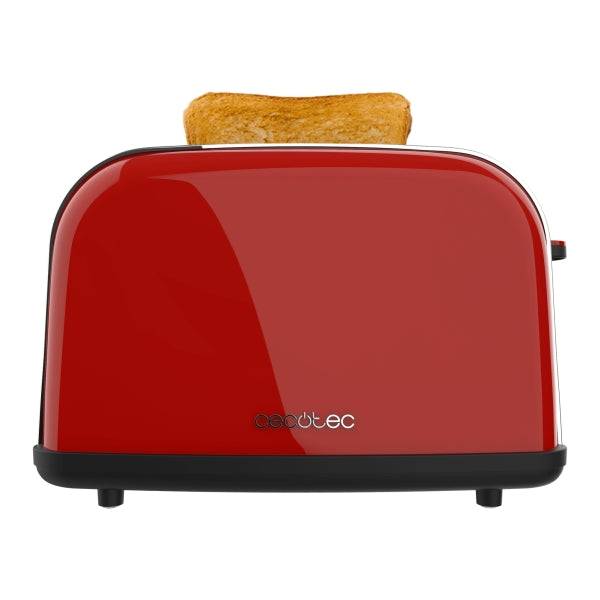 Cecotec Toastin' Time 850 Tostapane Doppia Fessura - Potenza 850W - Fessura Larga fino a 3.8cm - Acciaio Inossidabile - Spegnimento Automatico - Sistema Auto-Centrante - 7 Livelli Tostatura - Colore Rosso