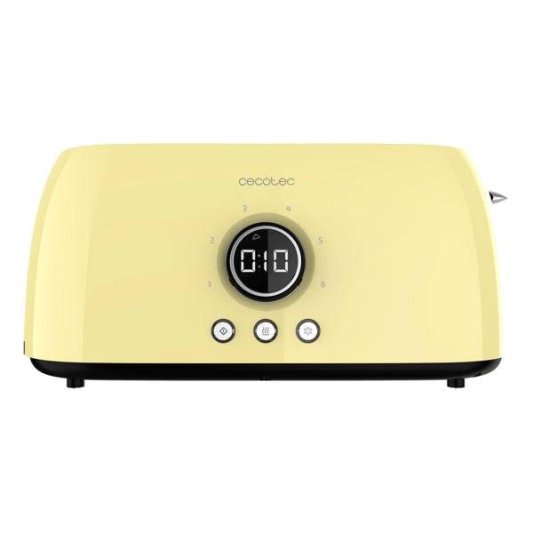 Cecotec ClassicToast 15000 Tostapane a Doppia Fessura Lunga - 1500W - Capacità per 4 Fette - Fessura Larga - 3 Funzioni - Sollevamento Extra - Autocentraggio - Vassoio Raccogli Briciole - Colore Giallo Pastello