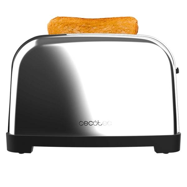 Cecotec Toastin' Time 1700 Double Tostapane a 4 Fessure Larghe - 1700W - Riscalda Panini - Autocentraggio - Vassoio Raccogli Briciole Estraibile - Acciaio Inossidabile