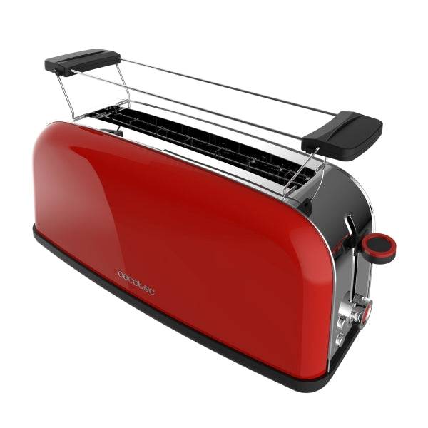 Cecotec Toastin' Time 850 Tostapane a Fessura Lunga - 850W - Fessura Larga - Riscalda Panini - Autocentraggio - Vassoio Raccogli Briciole - 7 Livelli di Tostatura