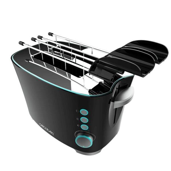 Cecotec Toast and Taste Double B Tostapane Doppia Fessura - 650W - Fessura Larga - Pinze per Tostature - 7 Livelli - Funzioni Scongelamento e Riscaldatura - Vassoio Raccoglibriciole Estraibile - Colore Nero