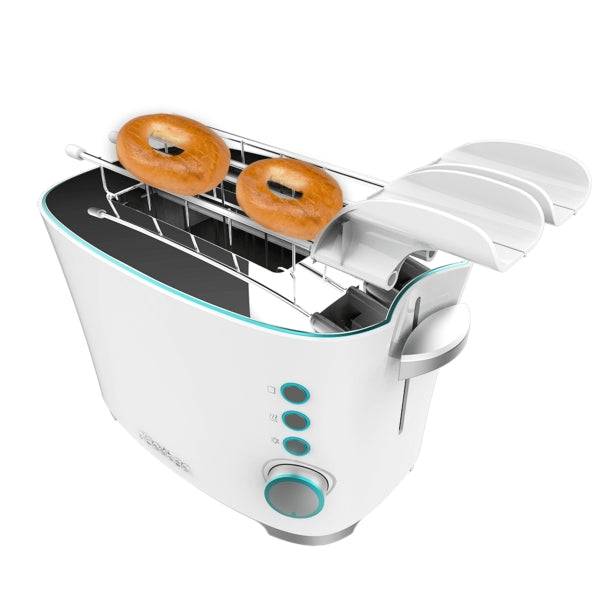 Cecotec Toast and Taste DoubleW Tostapane Doppia Fessura - 650W - Fessura Larga - Pinze per Tostature - 7 Livelli - Funzioni Scongelamento e Riscaldatura - Vassoio Raccoglibriciole Estraibile - Colore Bianco
