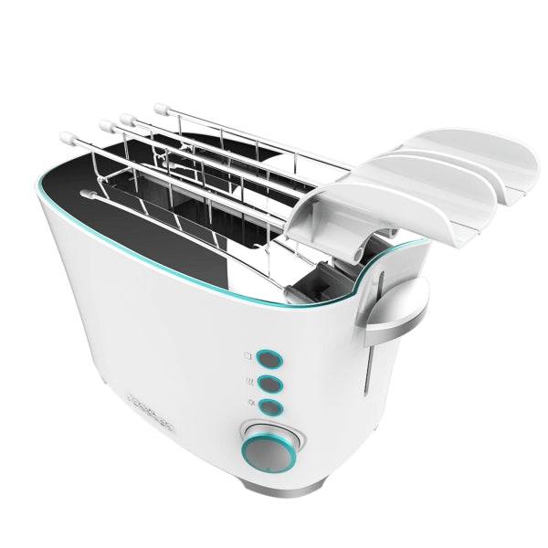 Cecotec Toast and Taste DoubleW Tostapane Doppia Fessura - 650W - Fessura Larga - Pinze per Tostature - 7 Livelli - Funzioni Scongelamento e Riscaldatura - Vassoio Raccoglibriciole Estraibile - Colore Bianco