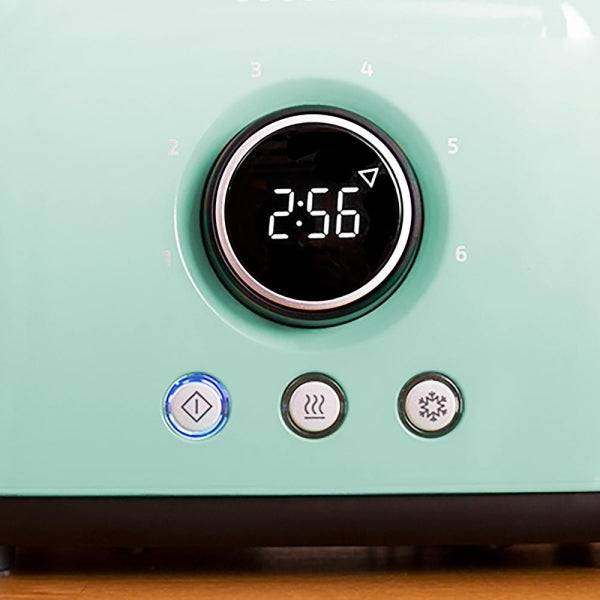 Cecotec ClassicToast 8000 Tostapane a Doppia Fessura - 800W - Display Digitale - Fessura Larga - 3 Funzioni - Riscalda Panini - 6 Livelli - Sollevamento Extra - Autocentraggio - Colore Azzurro Chiaro