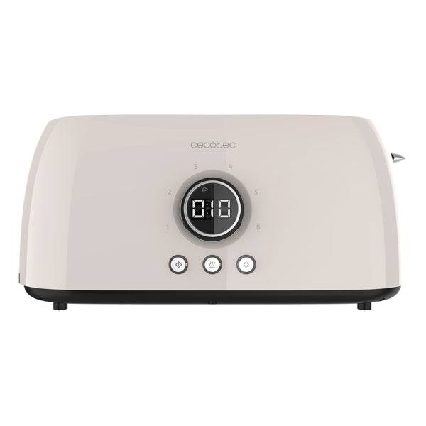 Cecotec ClassicToast 15000 Tostapane a Doppia Fessura Lunga - 1500W - Display Digitale - Fessura Larga - 3 Funzioni - 6 Livelli - Sollevamento Extra - Autocentraggio - Vassoio Raccoglimici - Colore Bianco