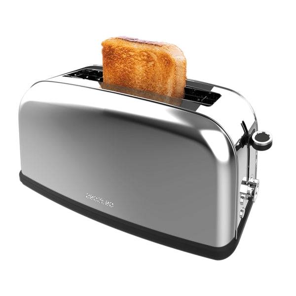 Cecotec Toastin' Time 850 Tostapane a Fessura Lunga - 850W - Fessura Larga fino a 3.8cm - 7 Livelli di Tostatura - Sistema di Autocentraggio - Vassoio Raccogli Briciole Estraibile - Acciaio Inossidabile