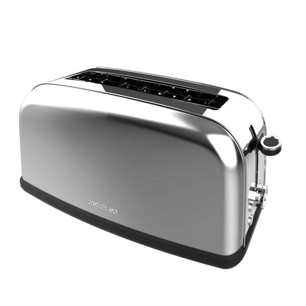 Cecotec Toastin' Time 850 Tostapane a Fessura Lunga - 850W - Fessura Larga fino a 3.8cm - 7 Livelli di Tostatura - Sistema di Autocentraggio - Vassoio Raccogli Briciole Estraibile - Acciaio Inossidabile