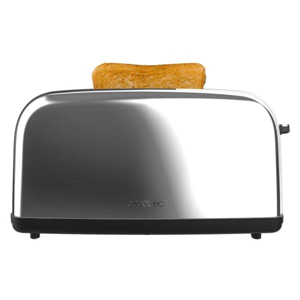 Cecotec Toastin' Time 850 Tostapane a Fessura Lunga - 850W - Fessura Larga fino a 3.8cm - 7 Livelli di Tostatura - Sistema di Autocentraggio - Vassoio Raccogli Briciole Estraibile - Acciaio Inossidabile