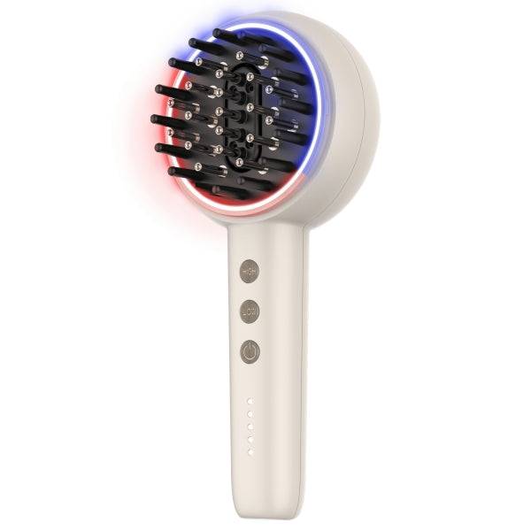 Cecotec HairCare Revitalize TotalCare Spazzola Rigenerante Capelli - Stimola Follicoli Piliferi - Luce LED - Applicatore Siero Integrato - 5 Livelli Intensità Regolabili - Bianco