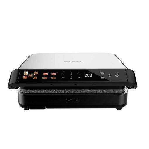 Cecotec Rock'nGrill 2000 PerfectCook Griglia Elettrica con Sonda Temperatura Intelligente - 2000W - Piastre Removibili - Finitura Acciaio Inossidabile - Vaschetta Raccogligrasso - 30x23cm - Colore Nero
