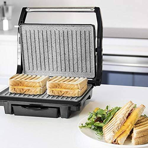 Cecotec Rock'nGrill 1000 Piastra Grill Elettrica - 1000W - Antiaderente - Piastra Flottante Regolabile - Vassoio Raccogli Grasso - Maniglia Touch Cool - Conservazione Verticale - 25.5x29.5cm - Acciaio Inossidabile