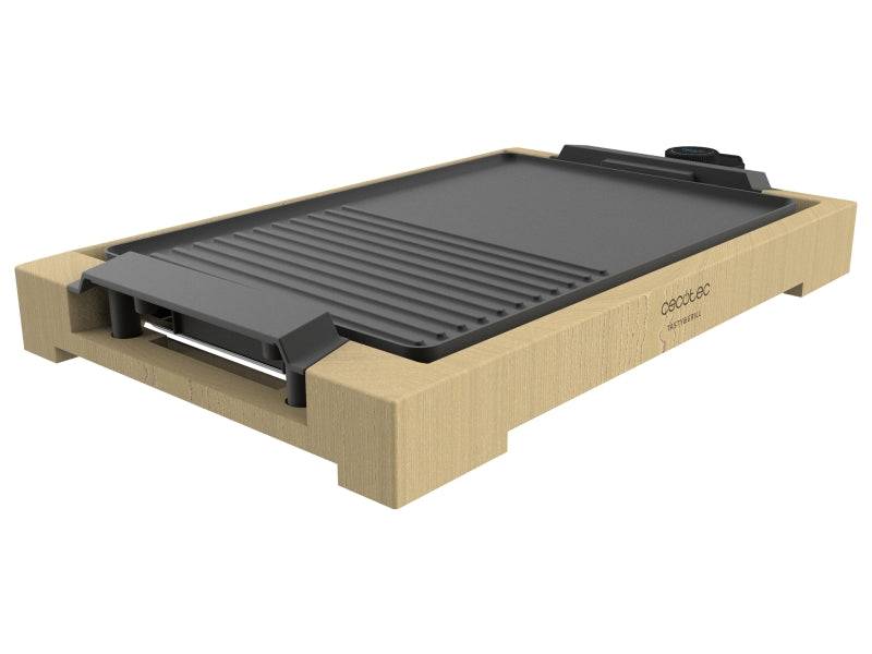 Cecotec Tasty and Grill 2000 Bamboo Black Piastra Elettrica - 2000W - Antiaderente - Struttura Bambù - Termostato - Adatta alla Lavastoviglie - Vassoio Raccogligrasso - 37.5x24.5cm - Colore Legno Chiaro
