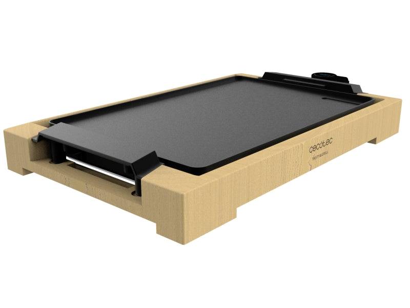 Cecotec Tasty and Grill 2000 Bamboo Piastra Elettrica - 2000W - Struttura Bambù - Antiaderente - Termostato Regolabile - Adatta alla Lavastoviglie - Include Spatola - 37.5x24.5cm - Colore Legno Chiaro