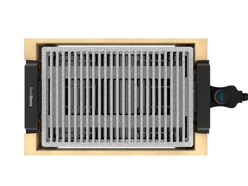 Cecotec Tasty and Grill 2000 Bamboo LineStone Piastra Elettrica - 2000W - Antiaderente - Struttura Bambù - Termostato Regolabile - Adatta alla Lavastoviglie - Spatola - 37.5x24.5cm - Colore Legno Chiaro