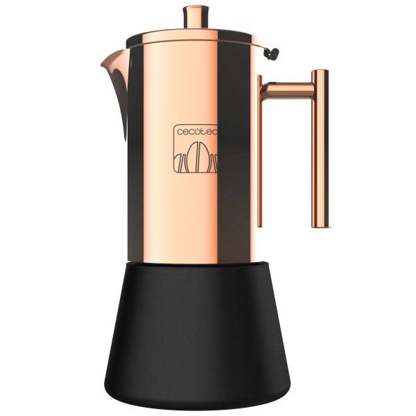 Cecotec Moking 200 Macchinetta del Caffè Italiana per 2 Tazze - Acciaio Inossidabile - Adatta alla Lavastoviglie - Guarnizione in Silicone - Valvola di Sicurezza - 12.3x8x17.5cm - Colore Rame