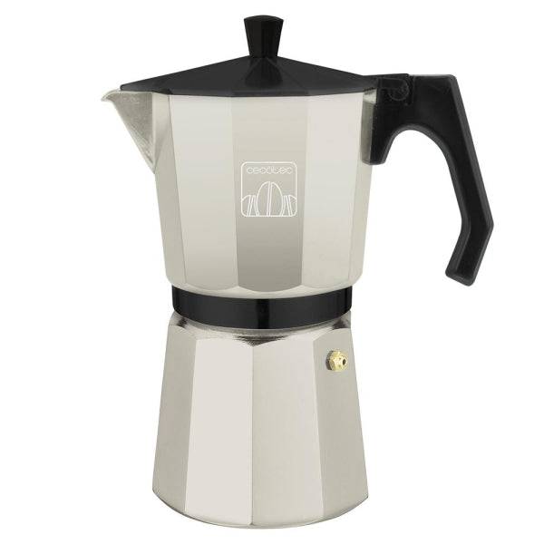 Cecotec Mokclassic 1200 Macchinetta Caffè Italiana 12 Tazze - Alluminio Pressofuso - Idonea per Gas, Elettrico e Vetroceramica - Facile da Smontare - Guarnizione Silicone - Valvola di Sicurezza - Colore Beige