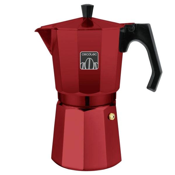 Cecotec Mokclassic 900 Macchinetta Caffè Italiana 9 Tazze - Alluminio Pressofuso - Idonea per Gas, Elettrico e Vetroceramica - Facile da Pulire - Valvola di Sicurezza - Filtro Acciaio Inossidabile - Colore Rosso