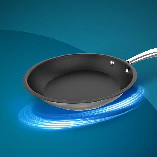 Cecotec Polka Classy Steel Padella in Acciaio Inossidabile 18cm - Rivestimento Antiaderente - Adatta al Forno 230°C - Compatibile con Induzione - Manico Rivettato - Colore Nero