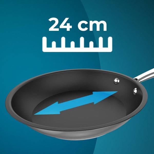 Cecotec Polka Classy Steel Padella Acciaio Inossidabile 24cm - Manico Rivettato - Rivestimento Antiaderente - Adatta al Forno - Compatibile con Induzione - Colore Nero