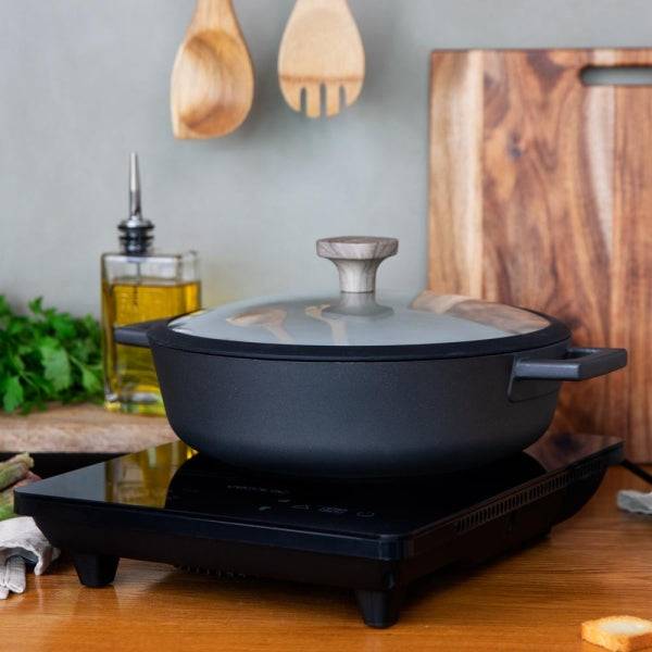 Cecotec Full Crystal Onyx Piastra a Induzione Portatile - 2000W - Vetro Alta Resistenza - Touchscreen - 10 Livelli - Temperatura da 60 a 260°C - Timer - Adatta per Padelle 28cm - Colore Nero