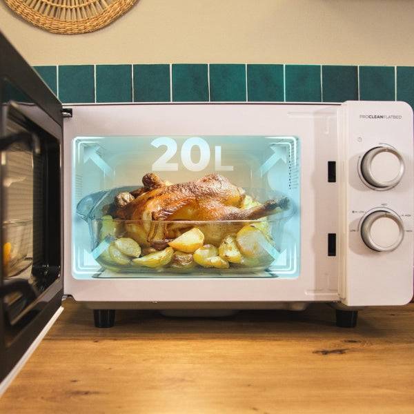 Cecotec Proclean 3010 Flatbed Forno a Microonde senza Piatto - Potenza 700W - Capacità 20L - Rivestimento Ceramico - Timer 30min - Tecnologia 3Dwave Avvolgente - Colore Nero