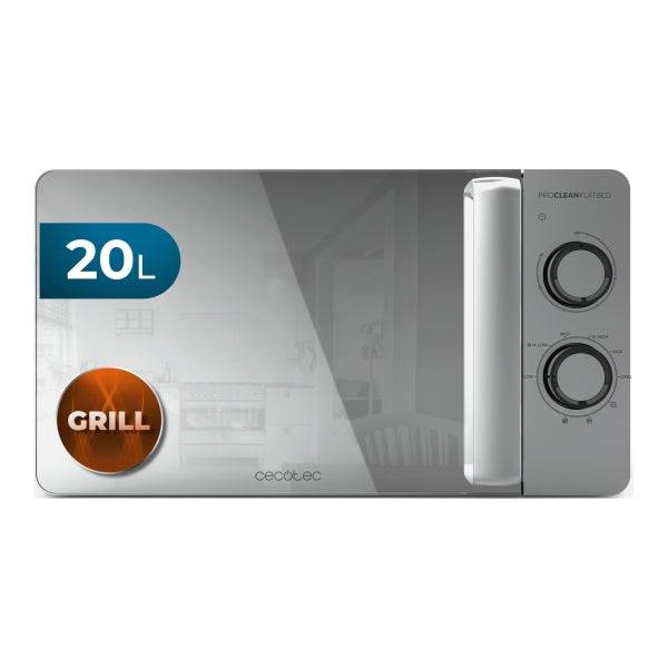 Cecotec Proclean 3160 Flatbed Mirror Forno a Microonde senza Piatto - Potenza 700W - Capacità 20L - Grill 800W - Rivestimento Ceramico - Porta a Specchio - Timer 30min - Acciaio Inossidabile