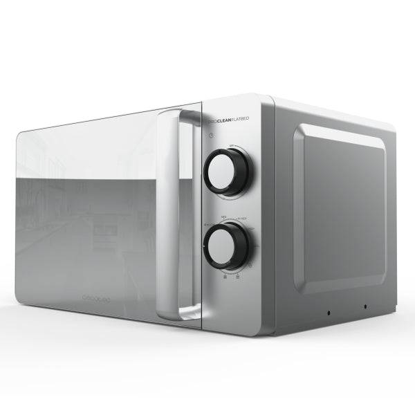 Cecotec Proclean 3160 Flatbed Mirror Forno a Microonde senza Piatto - Potenza 700W - Capacità 20L - Grill 800W - Rivestimento Ceramico - Porta a Specchio - Timer 30min - Acciaio Inossidabile