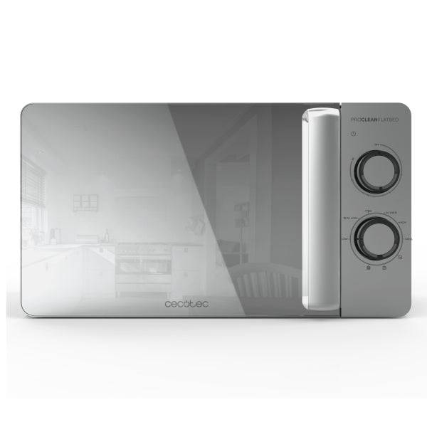 Cecotec Proclean 3160 Flatbed Mirror Forno a Microonde senza Piatto - Potenza 700W - Capacità 20L - Grill 800W - Rivestimento Ceramico - Porta a Specchio - Timer 30min - Acciaio Inossidabile