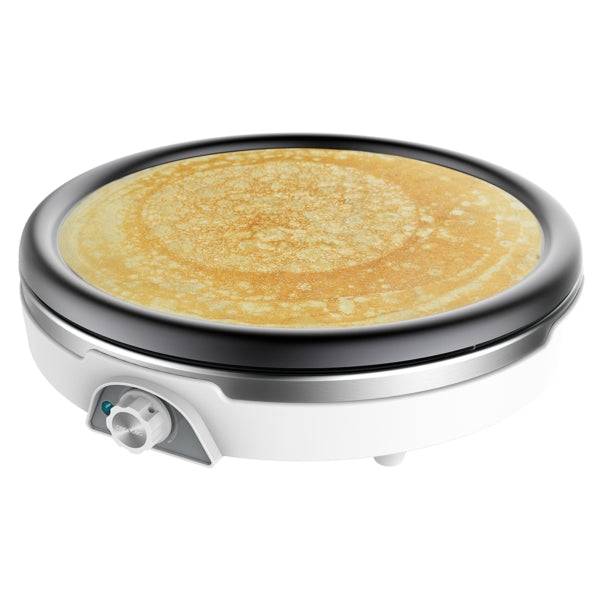 Cecotec Fun Crepestone XL Inox Crepifera - 1350W - Acciaio Inossidabile - 38cm di Diametro - Antiaderente - Piastra Estraibile - Temperatura Regolabile - Spatola e Rullo - 38.5x37.5x10.3cm - Colore Bianco