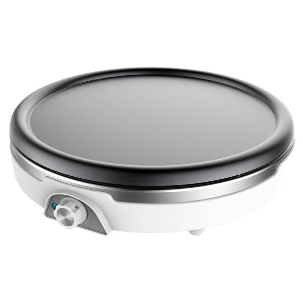 Cecotec Fun Crepestone XL Inox Crepifera - 1350W - Acciaio Inossidabile - 38cm di Diametro - Antiaderente - Piastra Estraibile - Temperatura Regolabile - Spatola e Rullo - 38.5x37.5x10.3cm - Colore Bianco