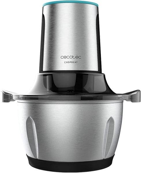 Cecotec ChopBeat 1500 TitanBlack Steel Tritatutto Elettrico - 600W - Lame in Titanio - Ciotola 1.5L Acciaio Inossidabile - 2 Velocità - Spiralizzatore con 4 Accessori - Senza BPA - Pulizia Facile