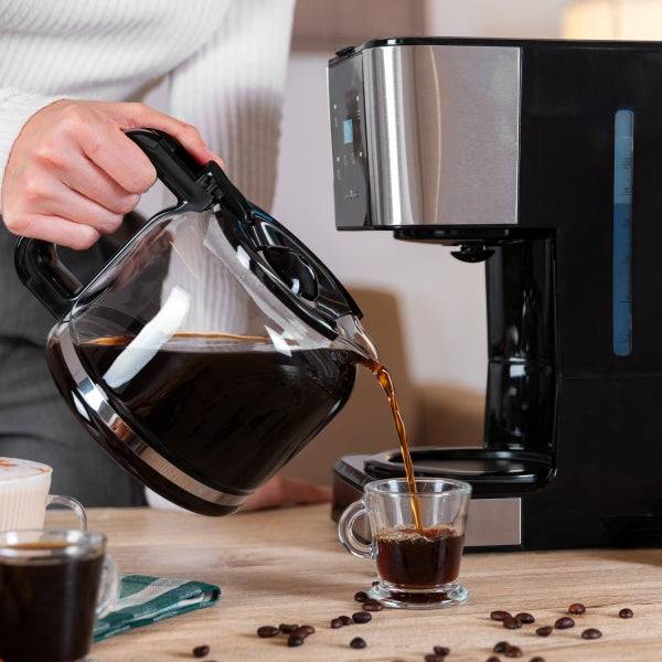 Cecotec Coffee 66 Drop and Touch Macchina Caffè a Filtro - 950W - Pannello Touch Retroilluminato - Caraffa Vetro Resistente - Capacità 12 Tazze - Antigoccia - Timer - Spegnimento Automatico - Colore Nero