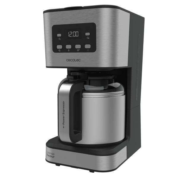 Cecotec Coffee 66 Drop and Thermo Time Caffettiera a Goccia - 950W - Capacità per 10 Tazze - Caraffa Thermos - LCD Retroilluminato - Programmabile - Antisgocciolamento - Filtro Riutilizzabile - Acciaio Inossidabile