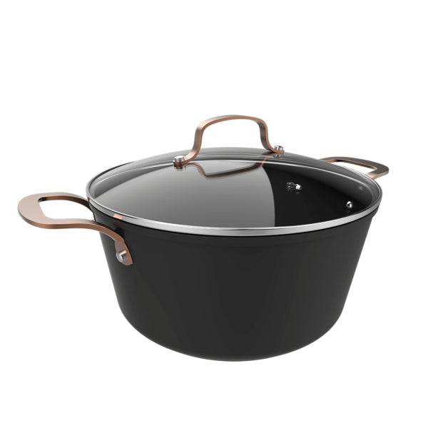 Cecotec Polka Fantasy Pentola di 28cm di Diametro - Capacità di 7.1L - Alluminio Forgiato - Coperchio in Vetro Temperato - Maniglie in Acciaio Inossidabile - Antiaderente - Compatibile con Induzione - Colore Nero