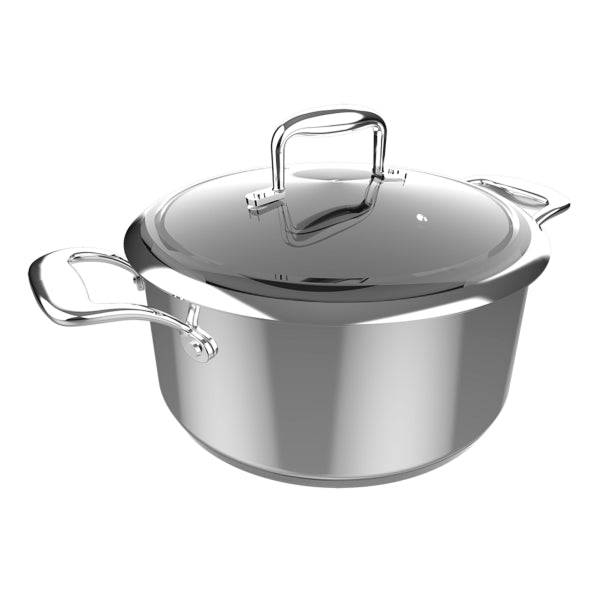 Cecotec Polka Classy Pentola da 24cm di Diametro - Capacità 4L - Acciaio Inossidabile 18/10 - Coperchio in Vetro e Acciaio - Rivestimento Antiaderente - Lavabile in Lavastoviglie - Compatibile con Induzione