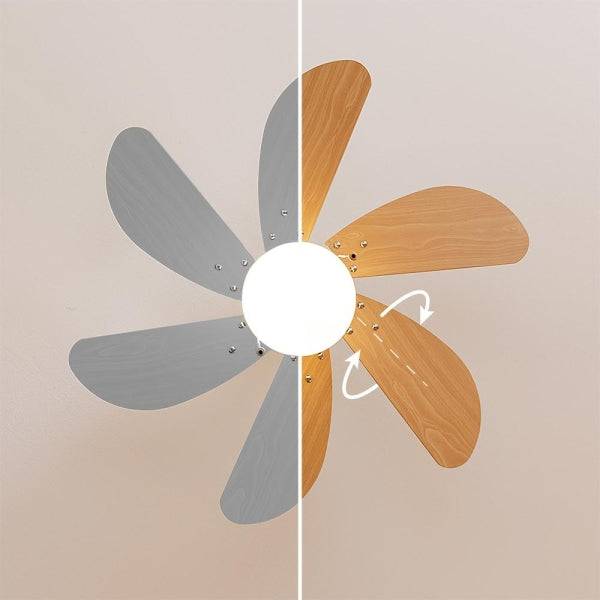 Cecotec EnergySilence Aero 350 Ventilatore da Soffitto con 6 Pale Reversibili e Luce - 50W - Funzionamento Silenzioso - Modalità Invernale/Estiva - 3 Velocità - Pale in Legno Chiaro - Acciaio Inossidabile