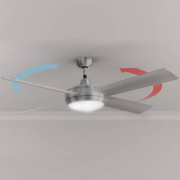 Cecotec EnergySilence Aero 570 Ventilatore da Soffitto con 4 Pale e Luce LED Integrata - 60W - Diametro 52" - Telecomando - Timer - 3 Velocità - Modalità Inverno/Estate - Acciaio Inossidabile