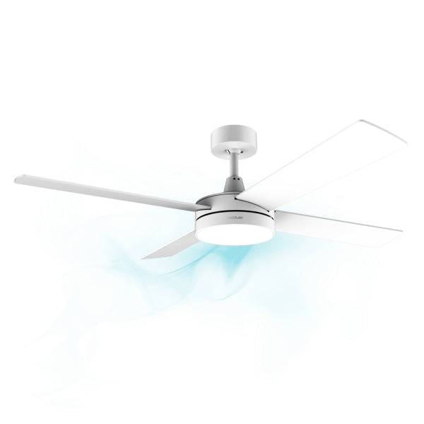 Cecotec EnergySilence Aero 5200 White Line Ventilatore da Soffitto con 4 Pale e Luce LED Integrata - 65W - Diametro 52" - Telecomando - Timer - 3 Velocità - Modalità Inverno - Colore Bianco