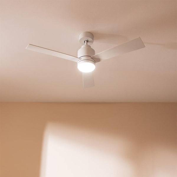 Cecotec EnergySilence Aero 4850 Style White Ventilatore da Soffitto con 3 Pale e Luce Integrata - 30W - Diametro 48" - LED 22W - 6 Velocità - Modalità Invernale - Modalità Natural Breeze - Colore Bianco