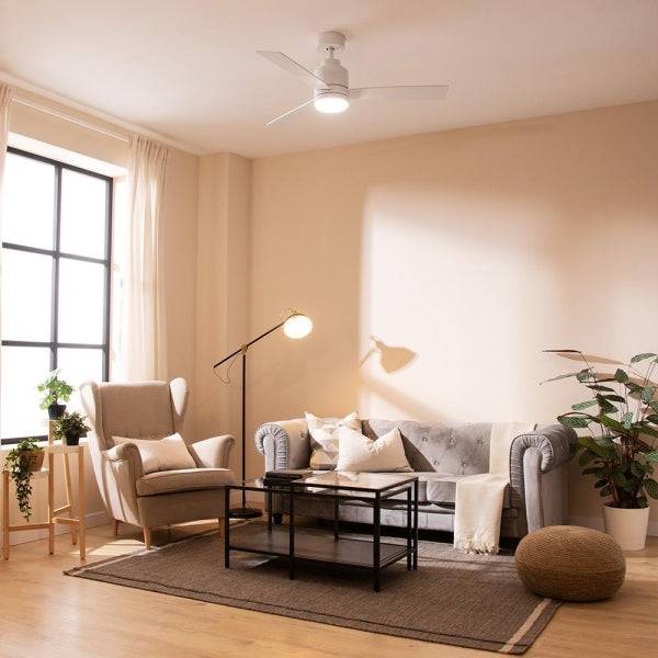 Cecotec EnergySilence Aero 4850 Style White Ventilatore da Soffitto con 3 Pale e Luce Integrata - 30W - Diametro 48" - LED 22W - 6 Velocità - Modalità Invernale - Modalità Natural Breeze - Colore Bianco