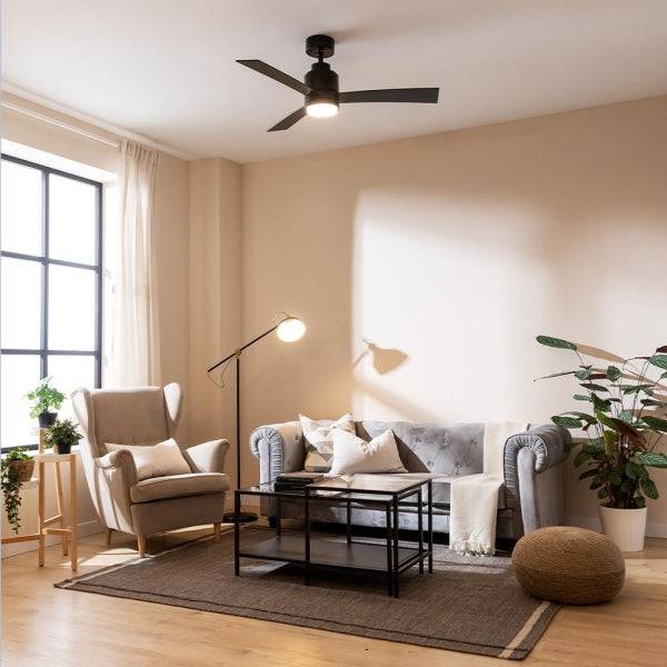 Cecotec EnergySilence Aero 4850 Style Black Ventilatore da Soffitto con 3 Pale e Luce Integrata - 30W - Diametro 48" - LED 22W - 6 Velocità - Modalità Inverno - Timer Regolabile - Colore Nero