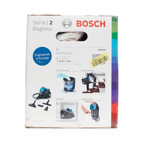 Bosch BGS05X240 Serie 2, Aspirapolvere senza Sacco, Potenza 800W, Salvaspazio, Silenzioso, Lavabile, Raggio d'azione 9 m, Turchese