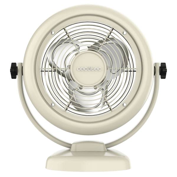 Cecotec EnergySilence 800 RetroDesk Ventilatore da Tavolo con 3 Pale - 20W - Diametro 20cm - Inclinazione Regolabile - 2 Velocità - Griglia Protettiva - Base Stabile - Colore Beige