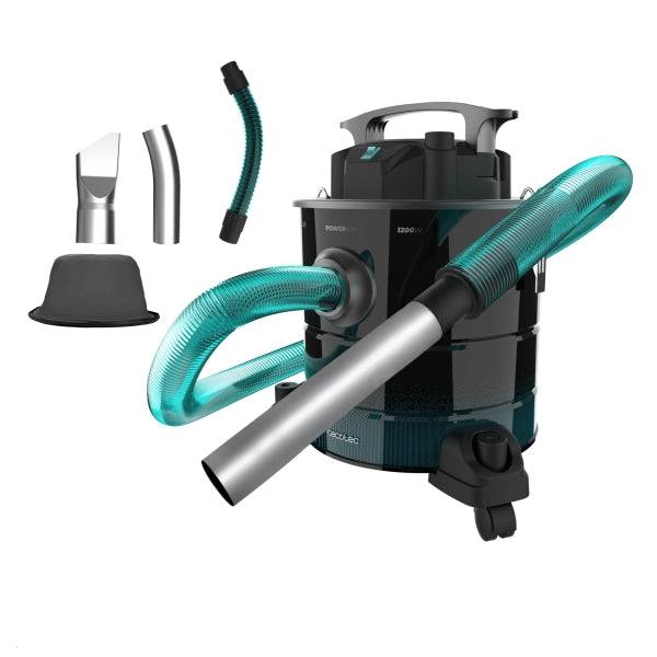 Cecotec Conga Ash 5000 Home Aspiratore per Ceneri e Pellet - Potenza 1200W - Capacità 20L - Aspirazione 18kPa - Ruote e Maniglia - Serbatoio in Acciaio Inossidabile - Bocchetta di 38mm - Colore Nero e Blu