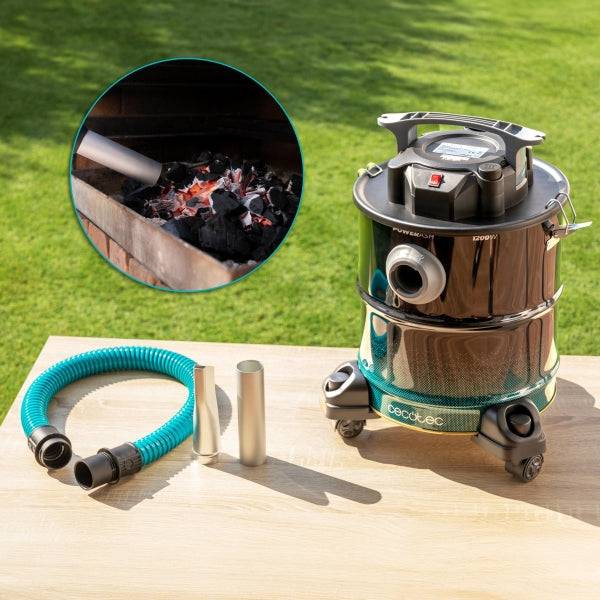 Cecotec Conga Ash 5000 Home Aspiratore per Ceneri e Pellet - Potenza 1200W - Capacità 20L - Aspirazione 18kPa - Ruote e Maniglia - Serbatoio in Acciaio Inossidabile - Bocchetta di 38mm - Colore Nero e Blu